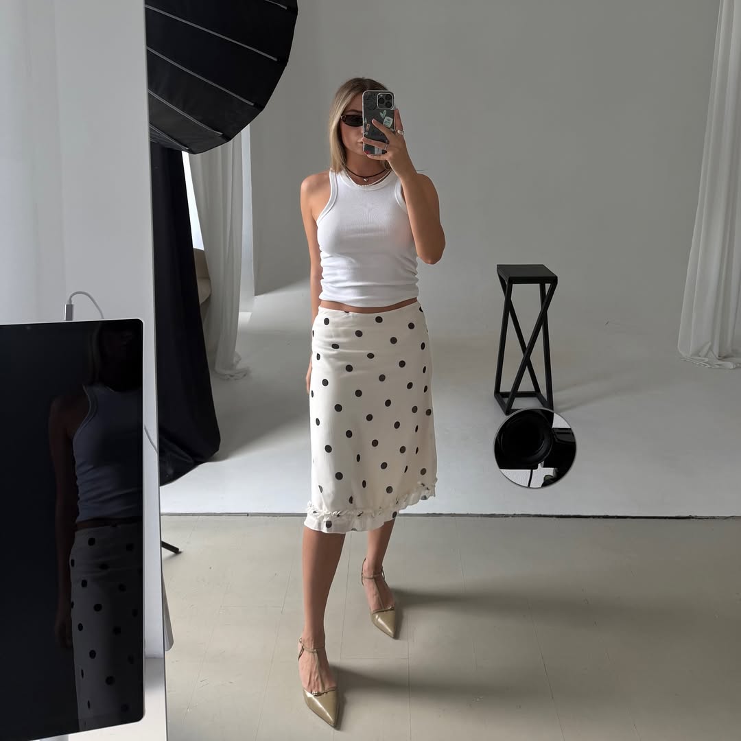 Amira Midi Skirt - Polka dots