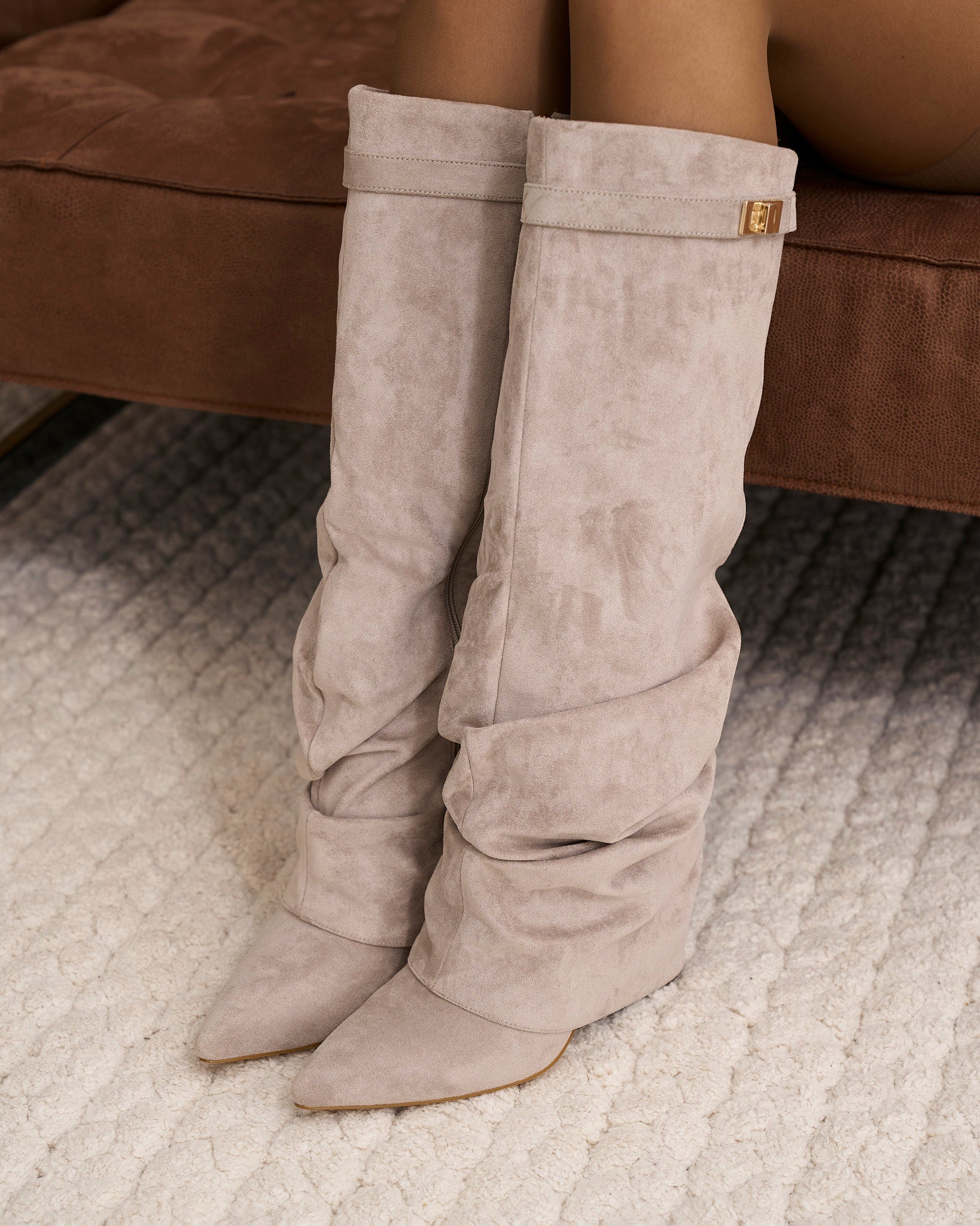 Lavista Slouchy Suede knee high boots - Taupe