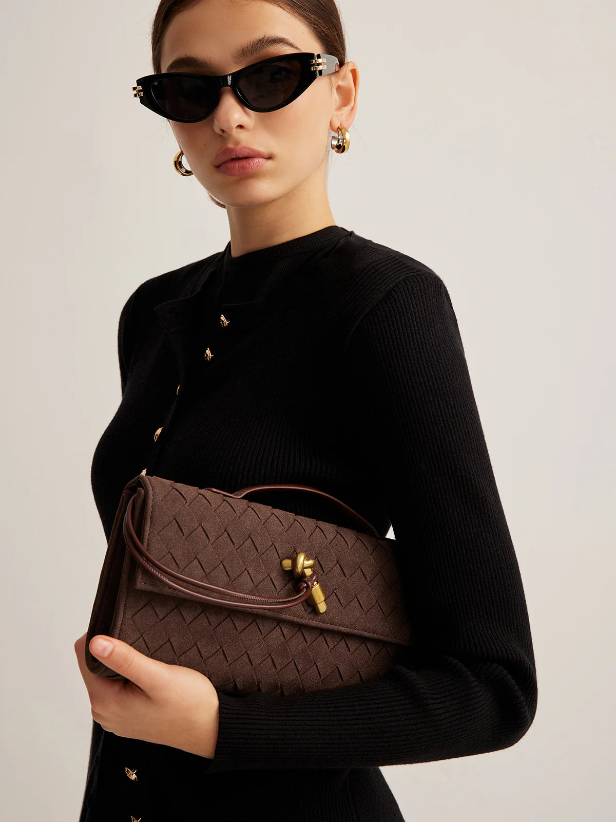 Clutch Emilia aus Wildleder - Kaffee