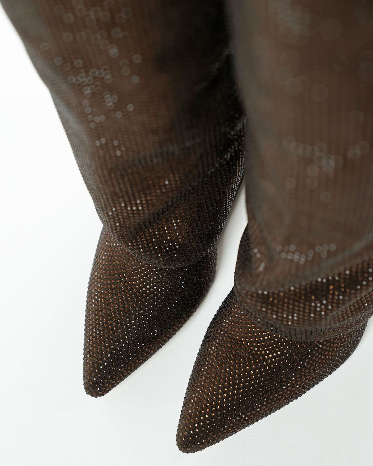 Diva Sequin Knee High Boots - Brown