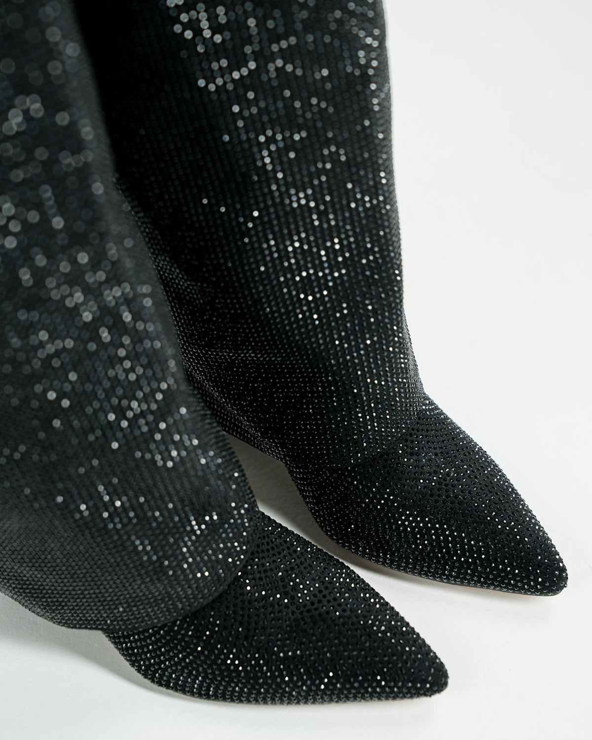 Diva Sequin Knee High Boots - Black