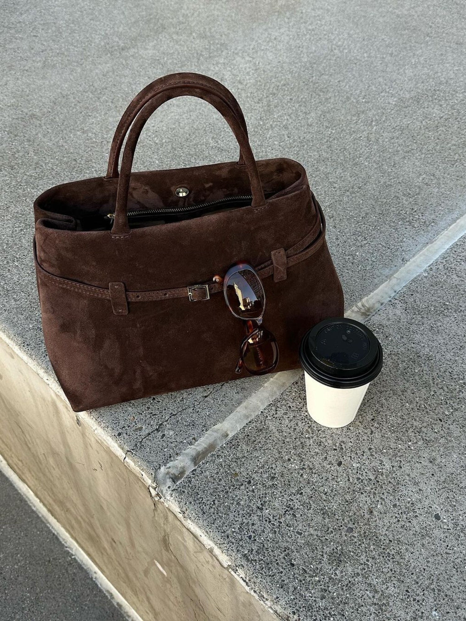 Ria Wildledertasche - Dunkelbraun