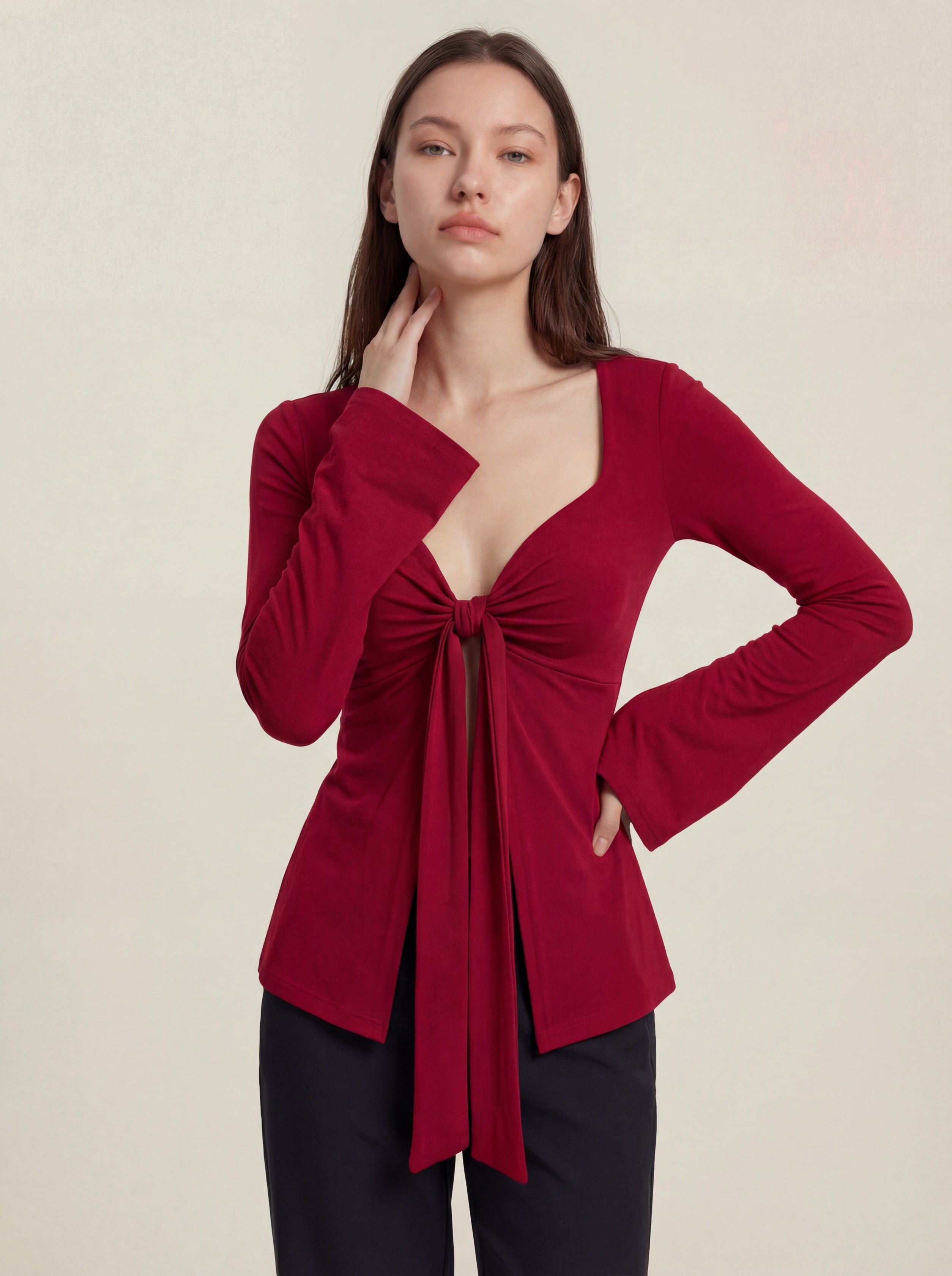 Blouse Top - Wine Red