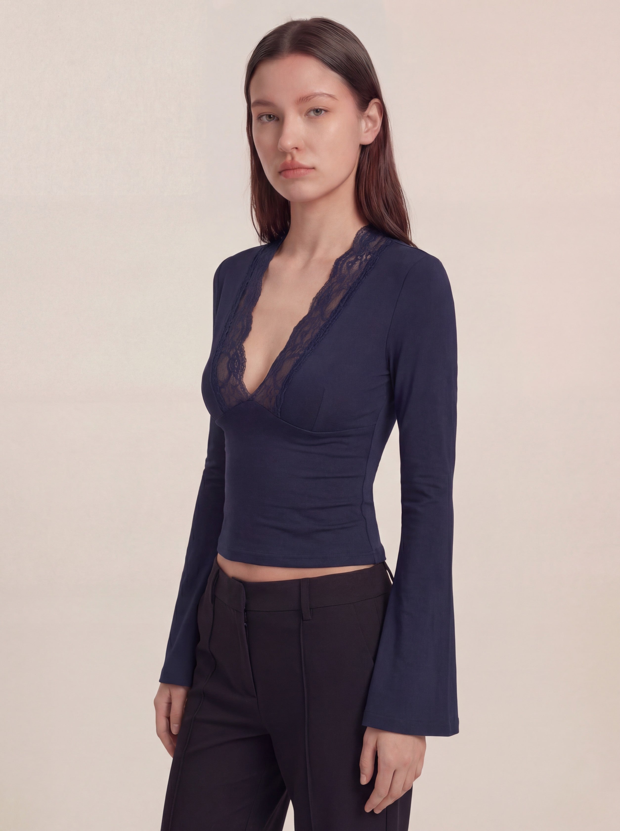 Maya Lace Top - Navy Blue