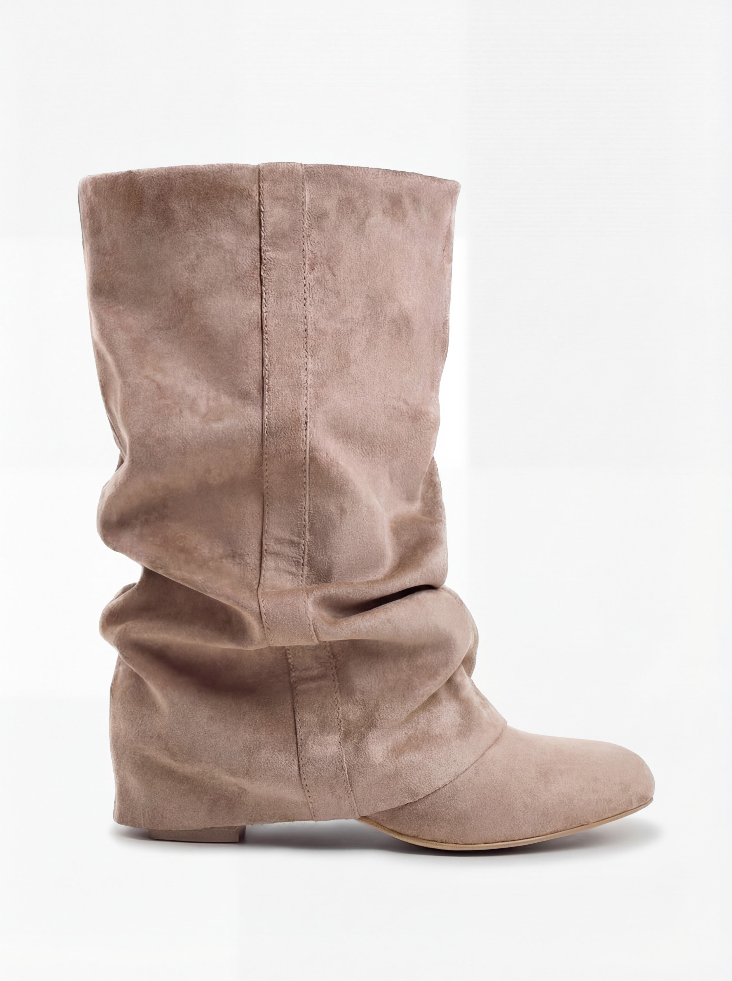 Emilia Slouchy Suede Boots - Beige