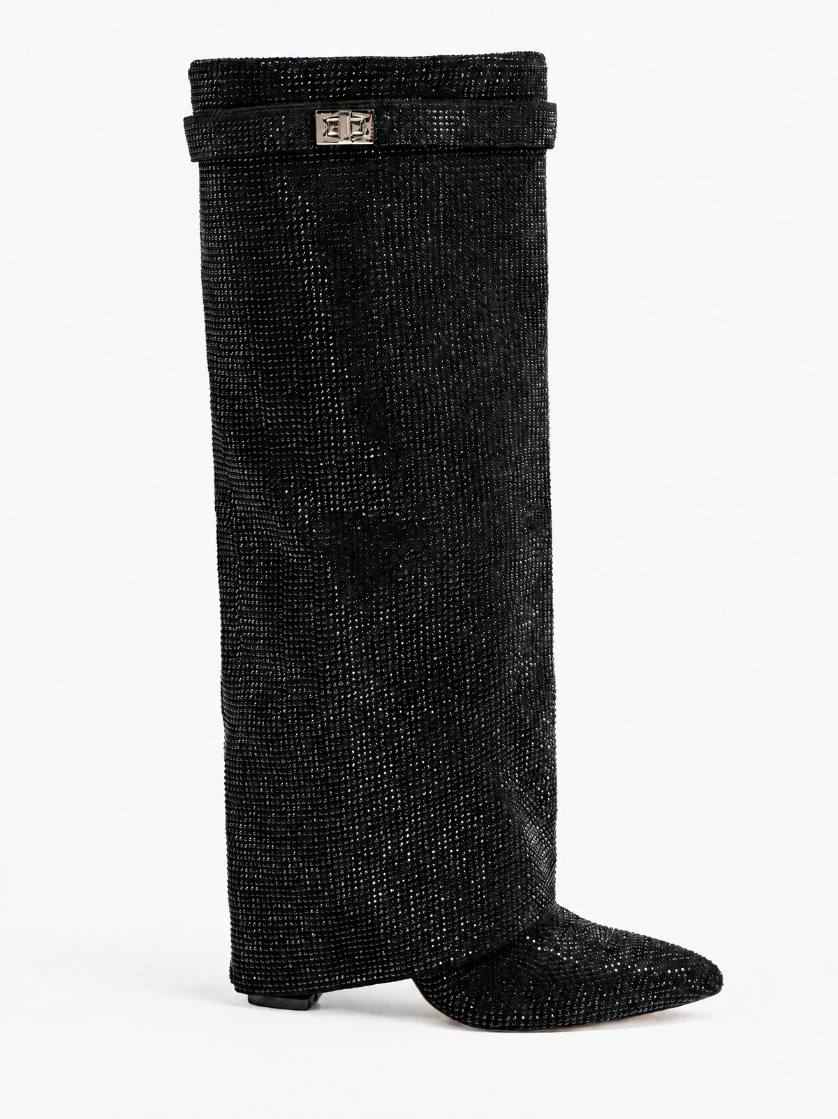 Diva Sequin Knee High Boots - Black
