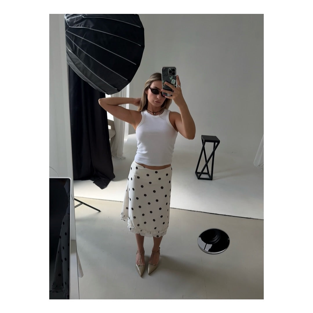 Amira Midi Skirt - Polka dots