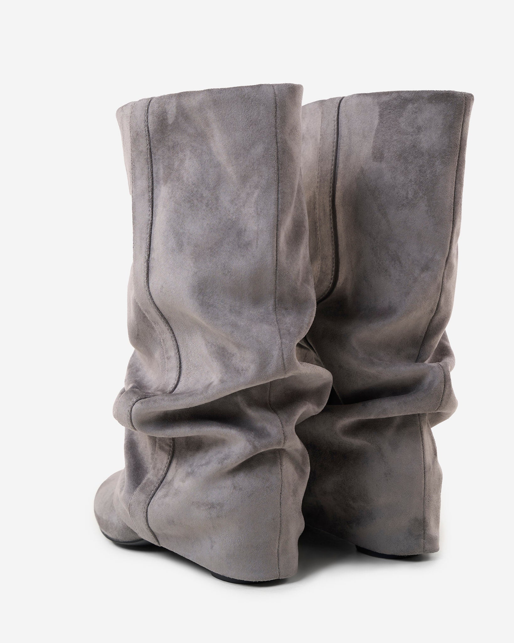 Emilia Slouchy Suede Boots - Grey