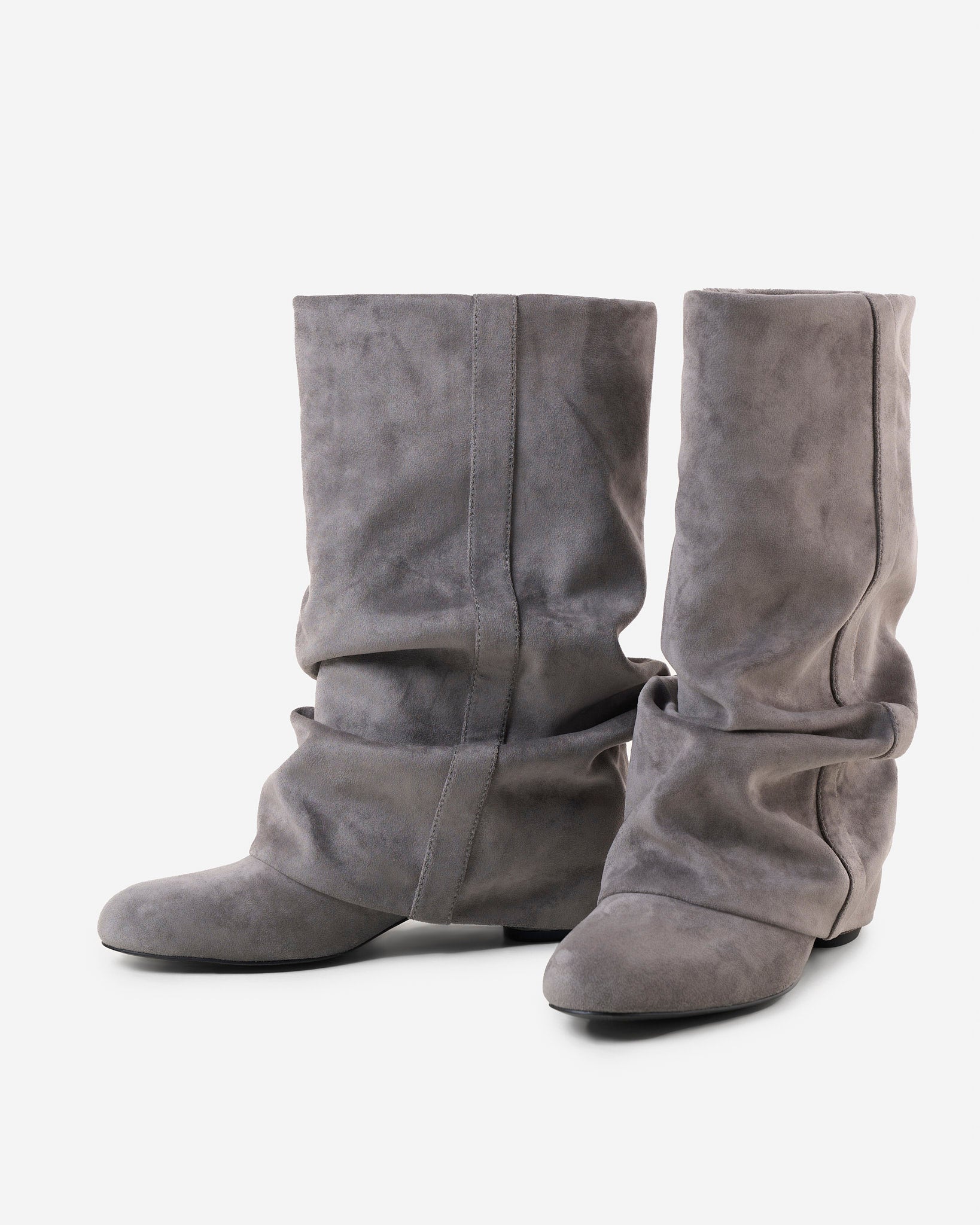 Emilia Slouchy Suede Boots - Grey