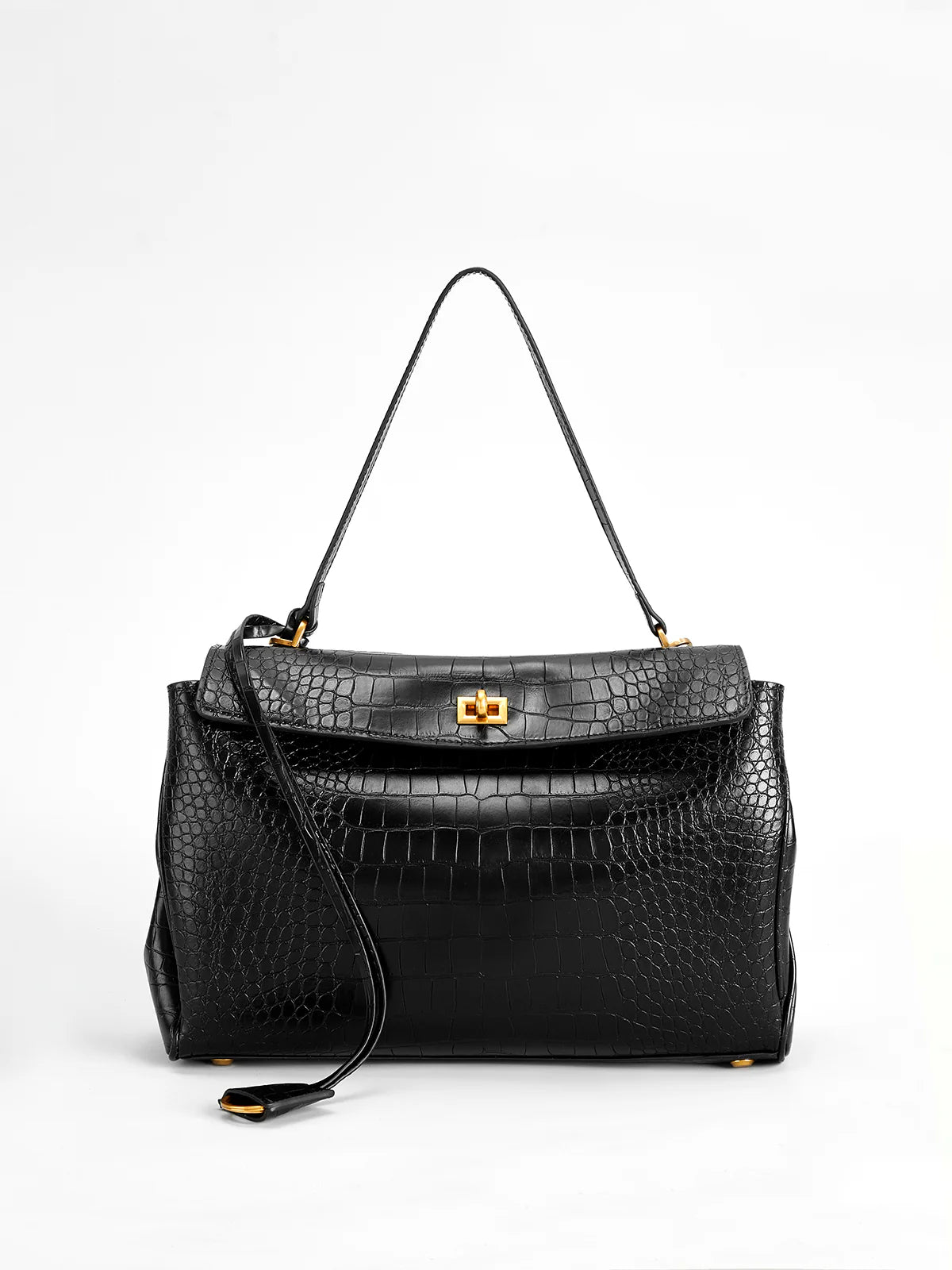 Célia Crocodile Bag - Black