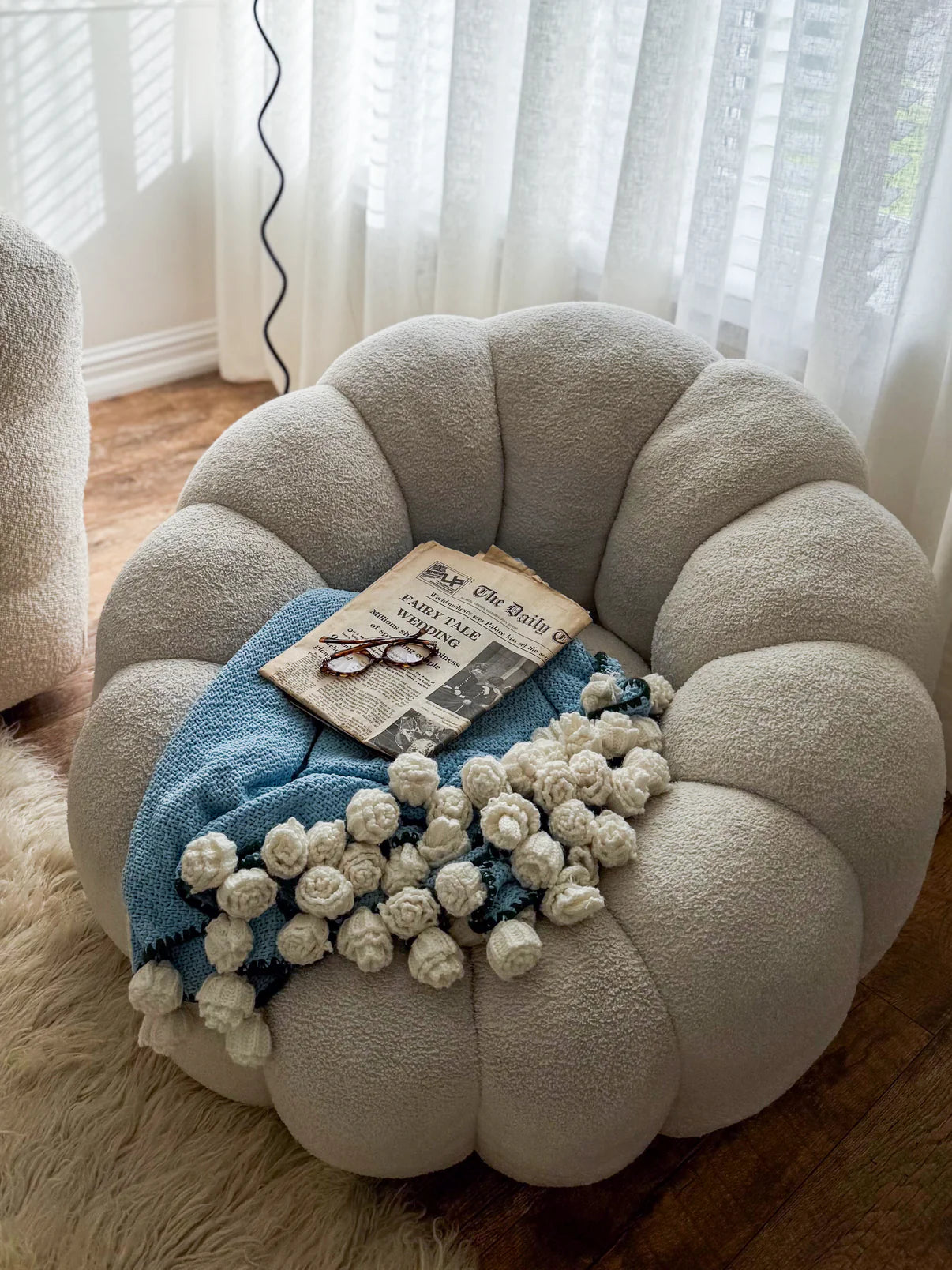 handmade Flower blanket - White