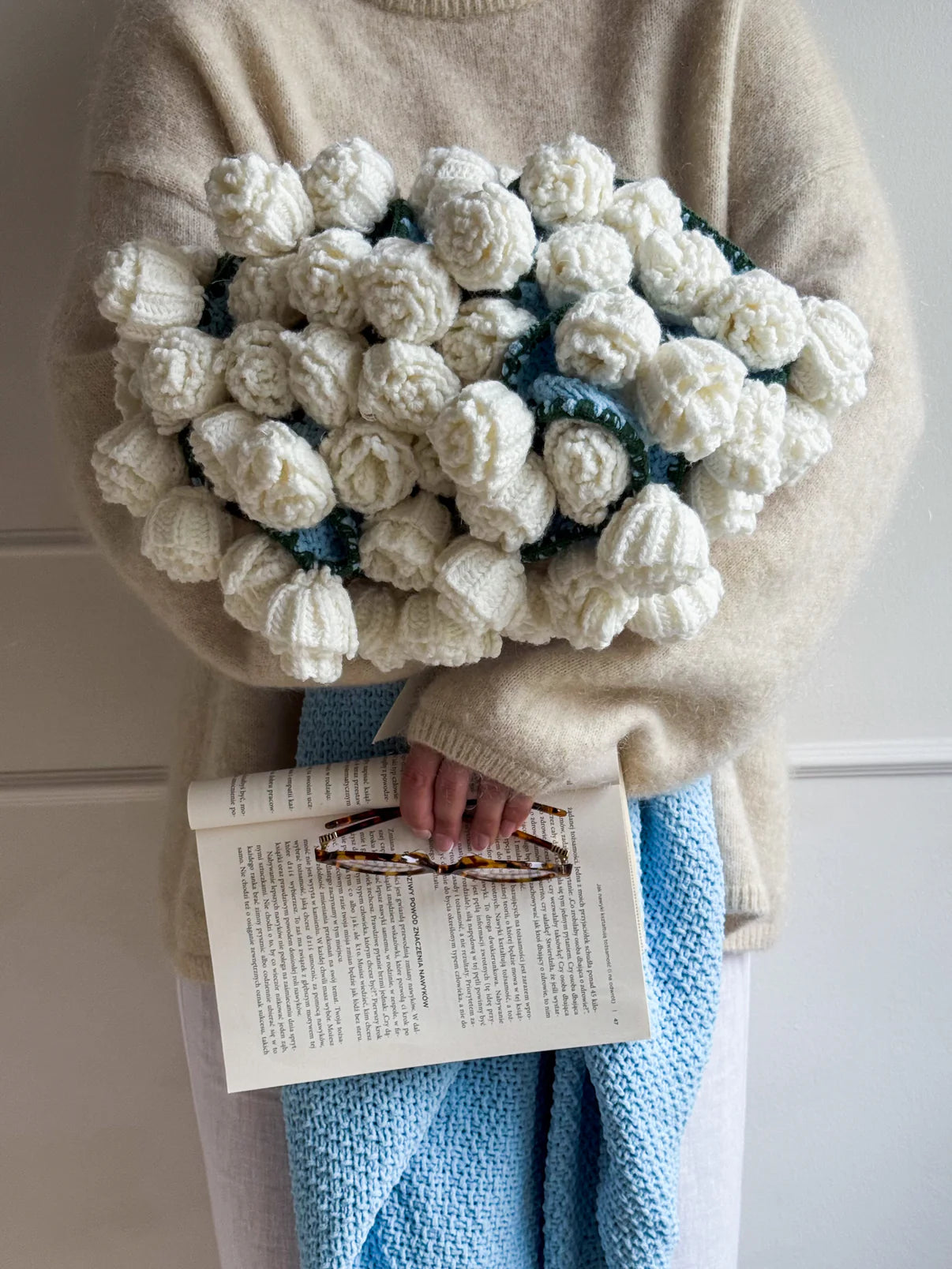 handmade Flower blanket - White