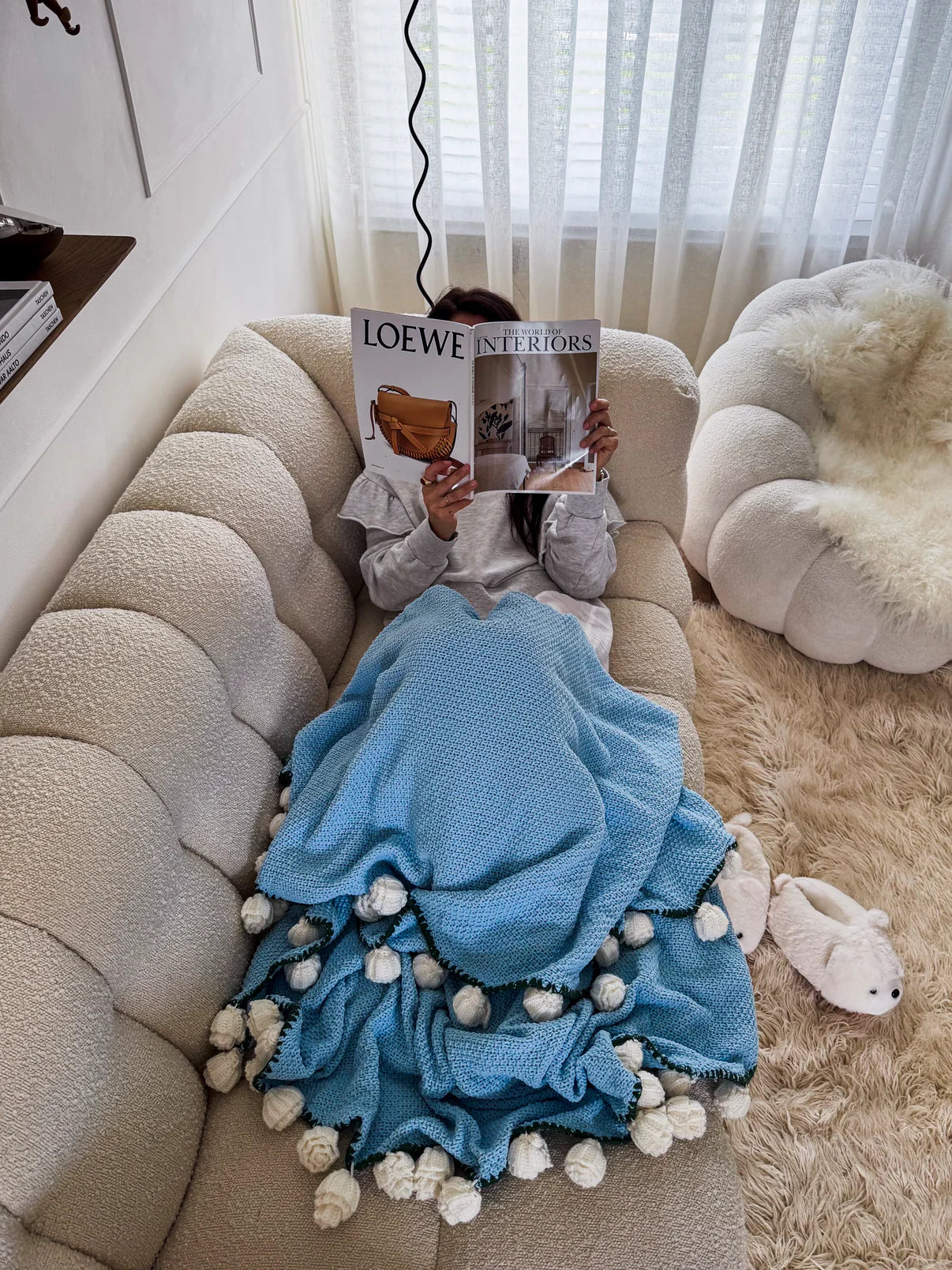 handmade Flower blanket - White