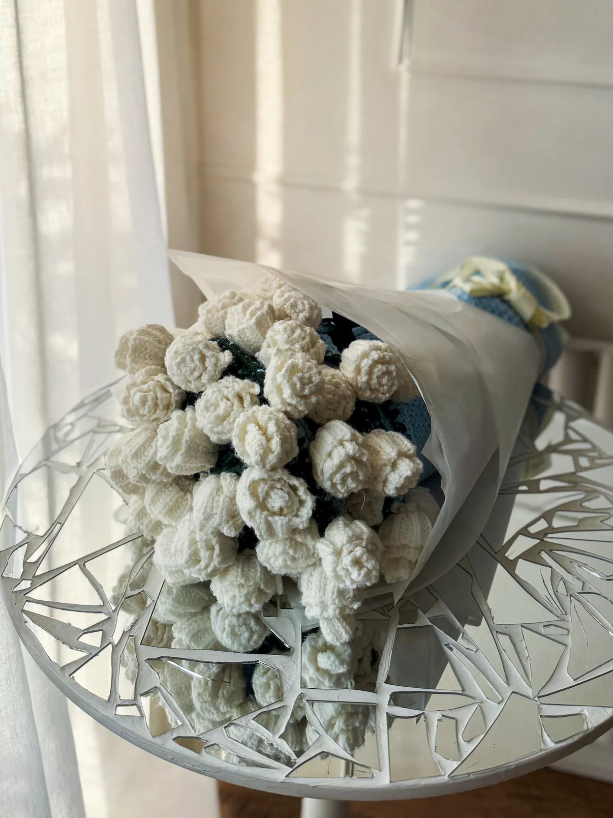 handmade Flower blanket - White