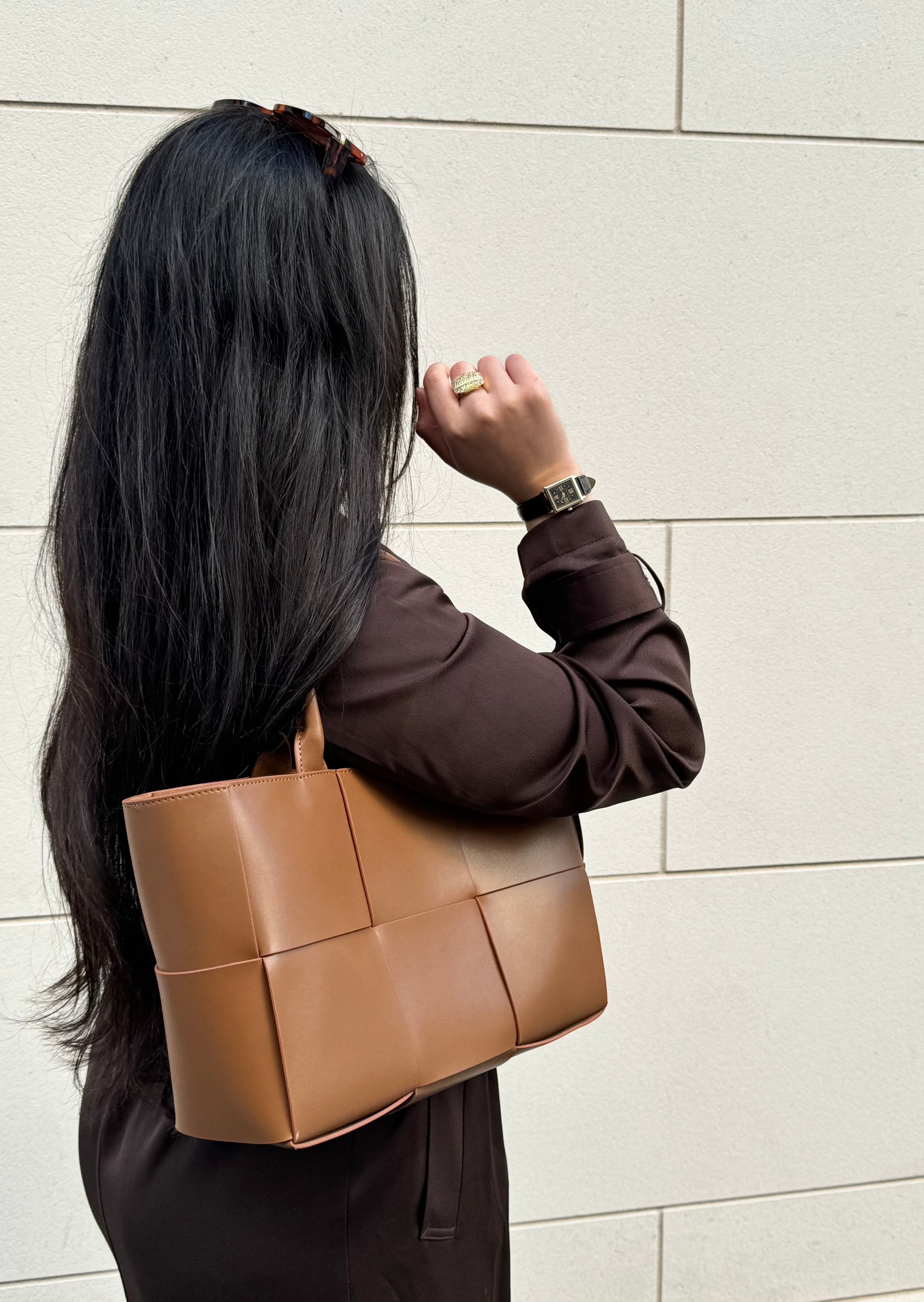 Leather Tote Bag - Camel