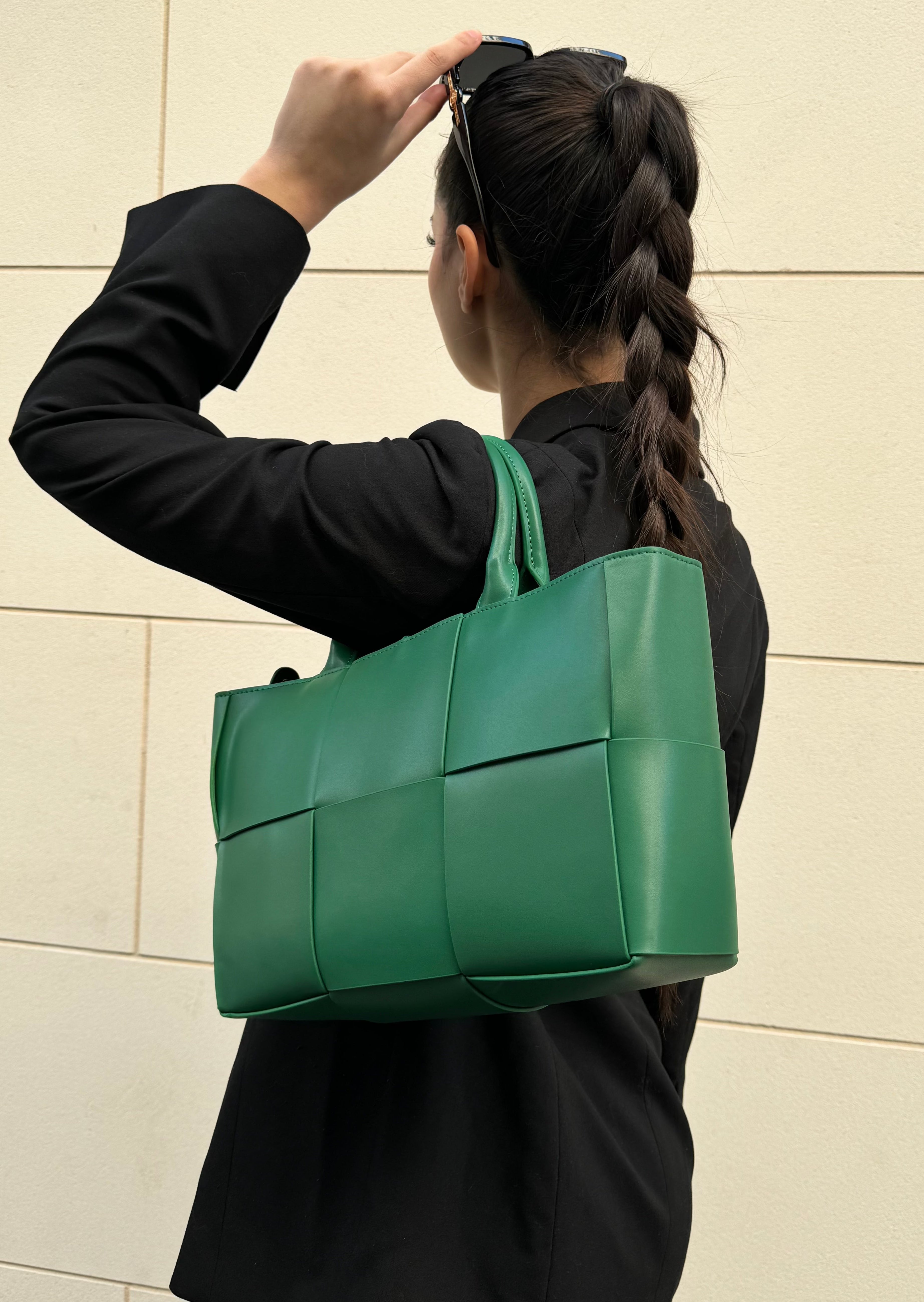 Leather Tote Bag - Green