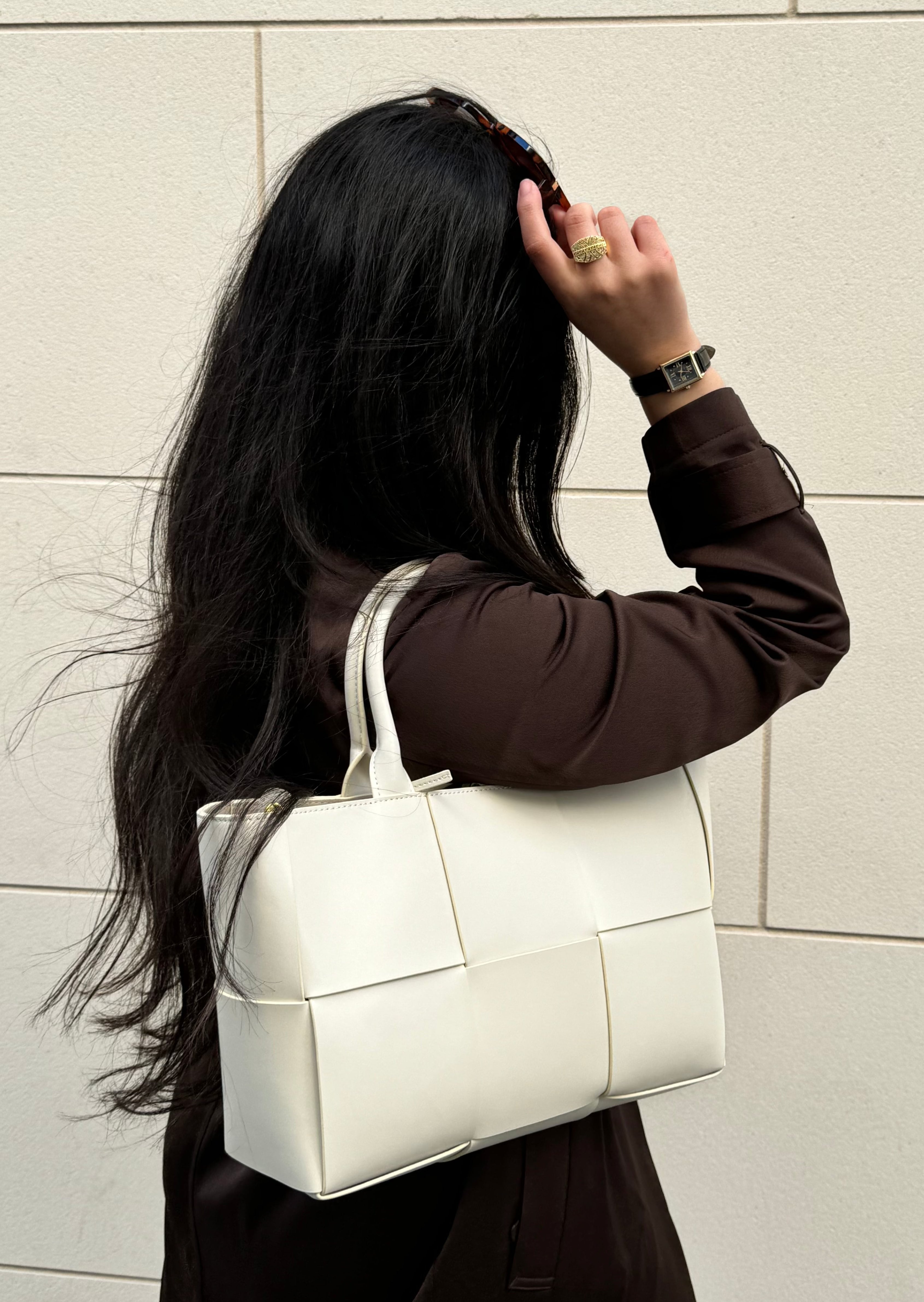 Leather Tote Bag - White