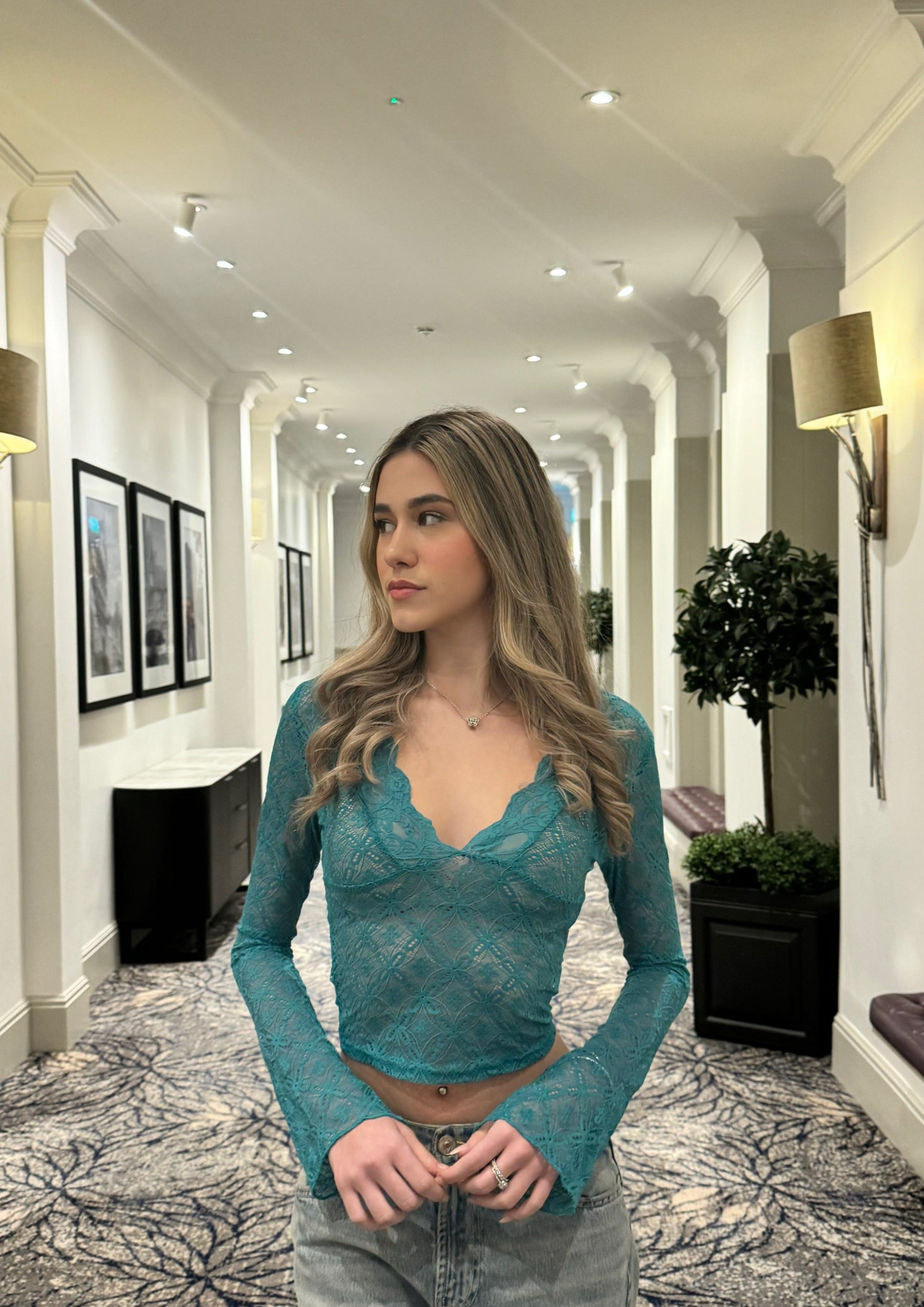Valentina Lace Top - Teal