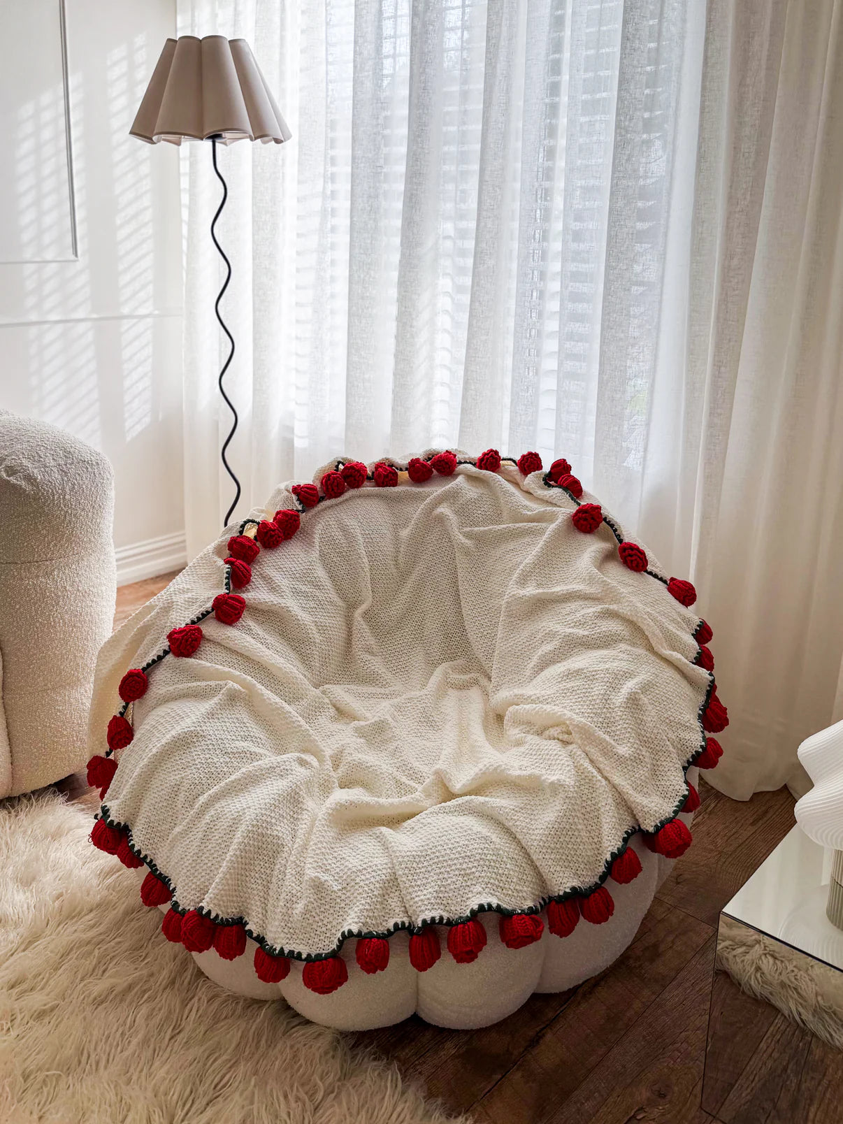 handmade Flower blanket - Red