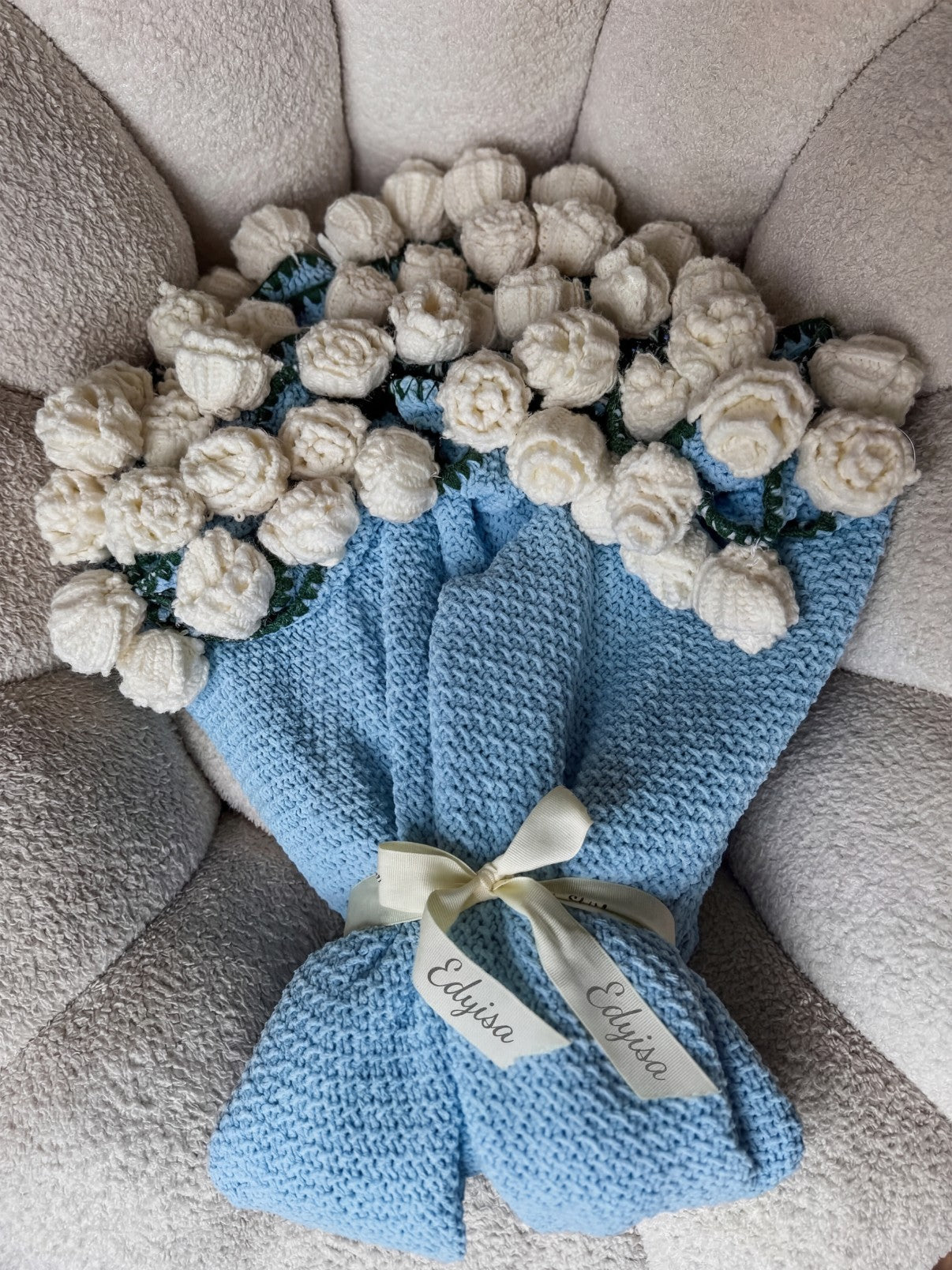 handmade Flower blanket - White