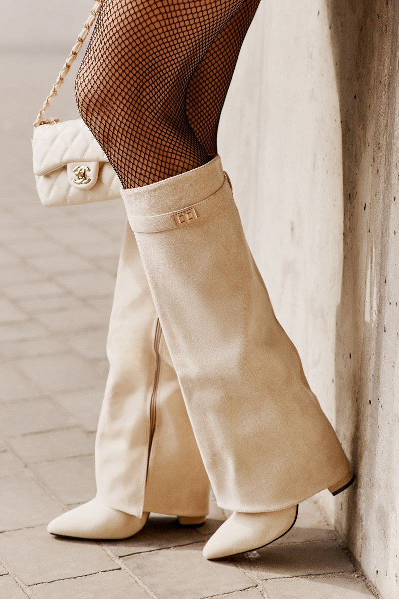 Lavista Suede knee high boots - Light beige