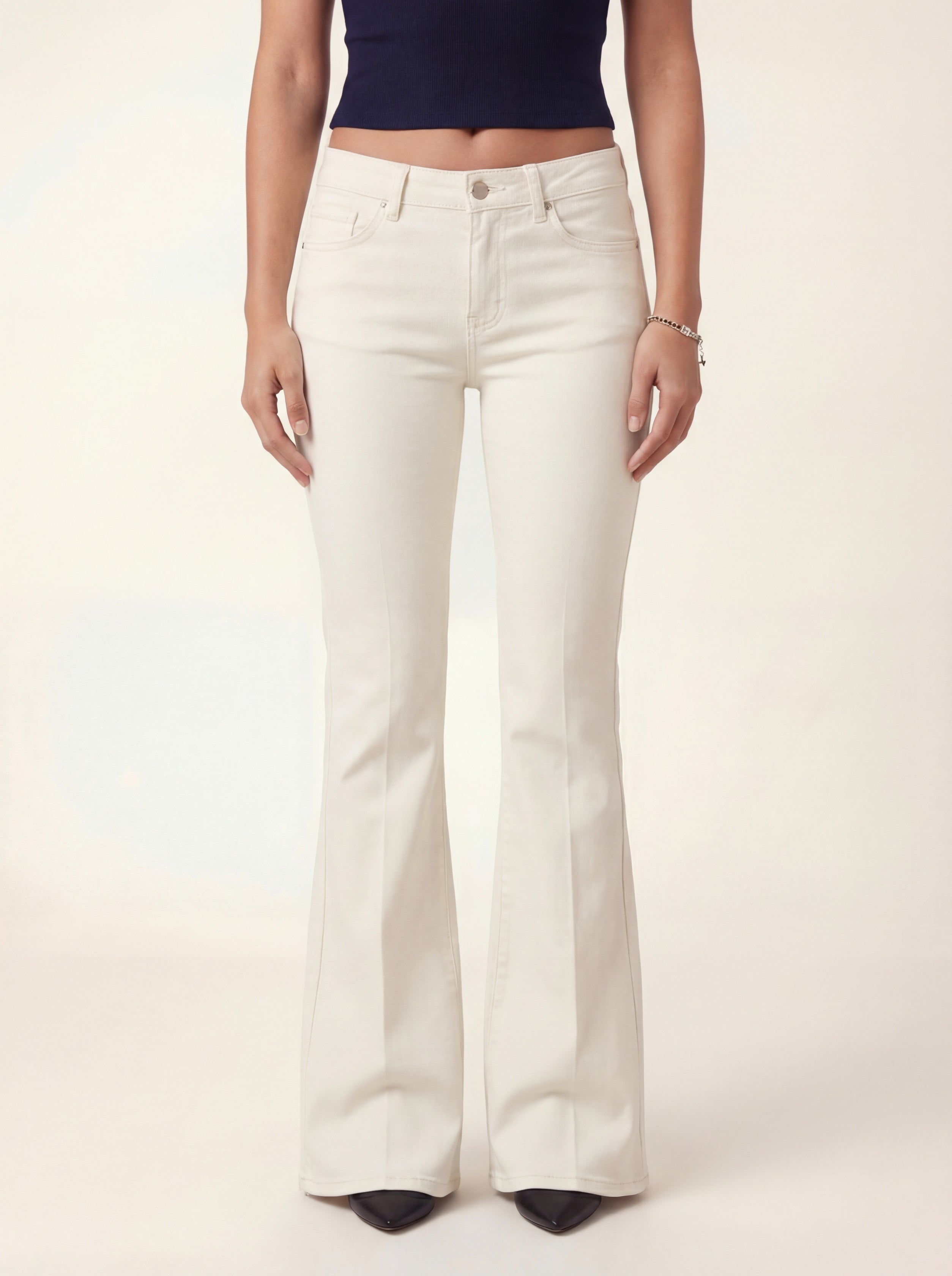 Amara Flare Denim Jeans - Vanilla