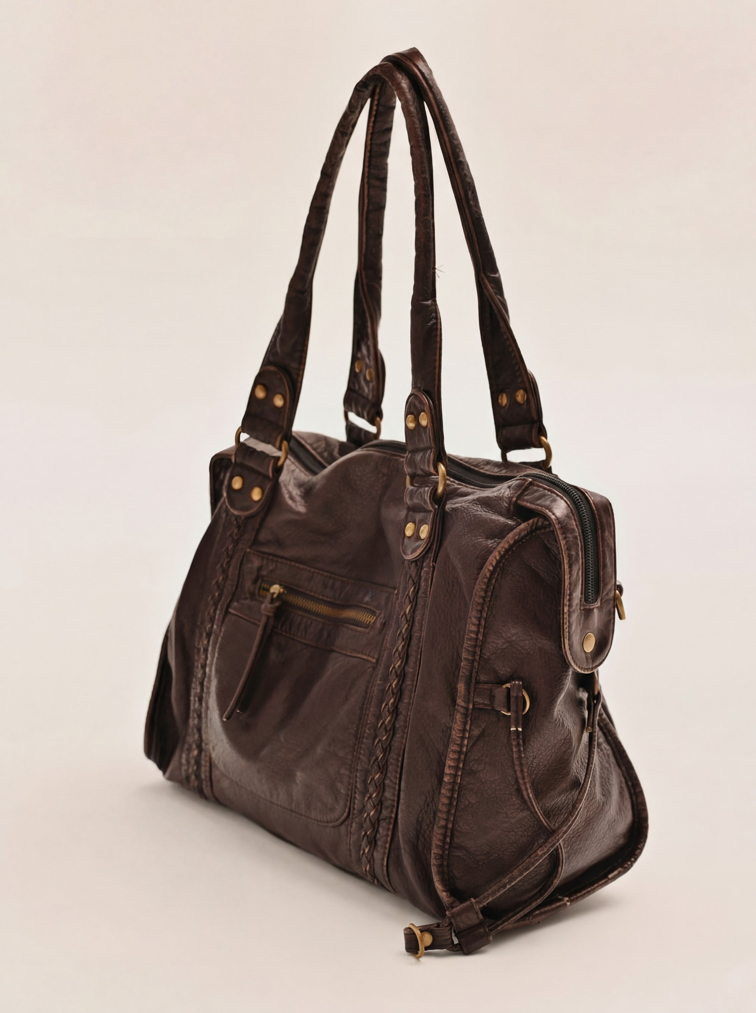 【新品】シティーバッグ　citybagアンティークフェイクレザートート Vintage City Bag - Dark Brown