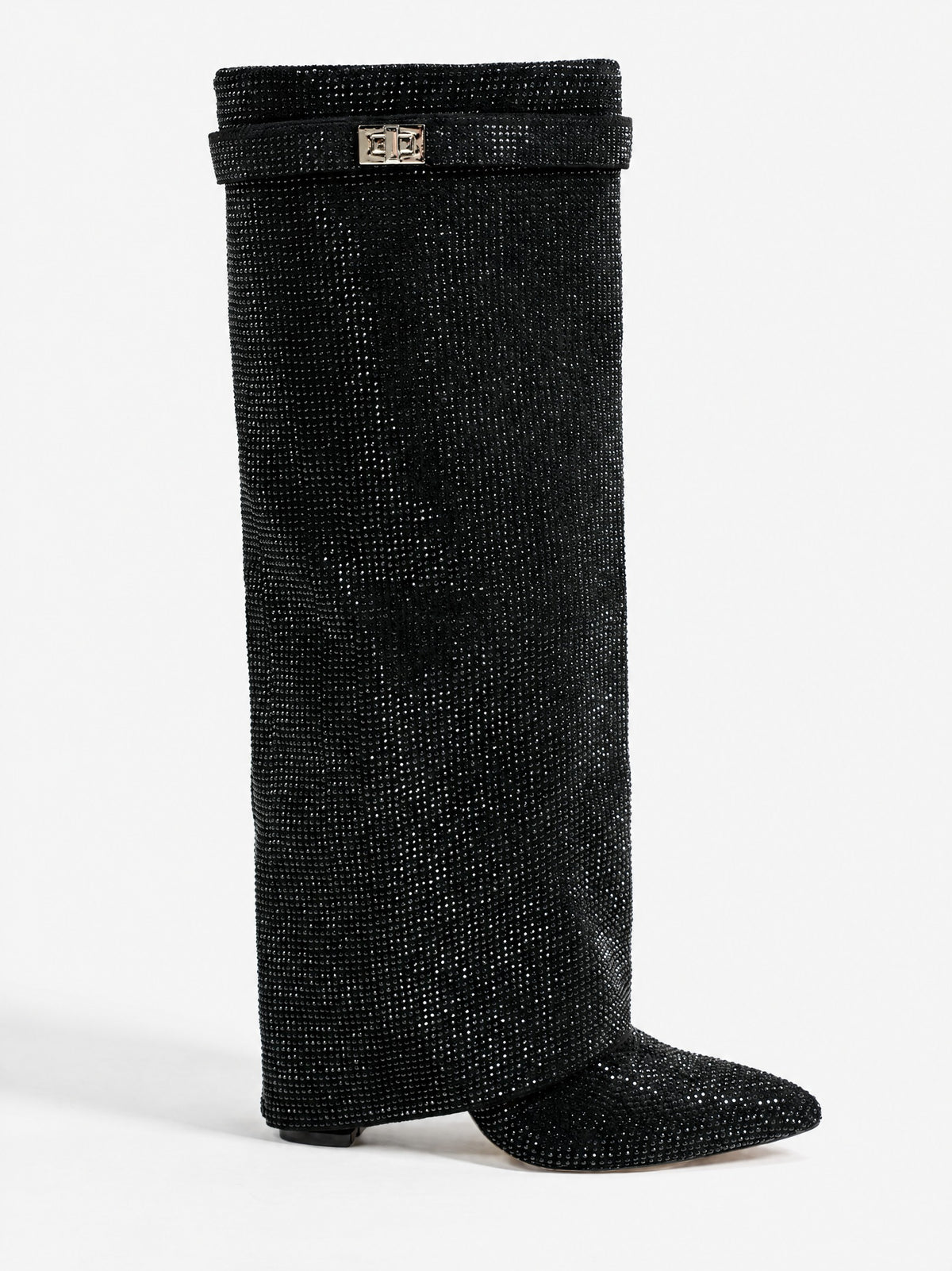Diva Sequin Knee High Boots - Black