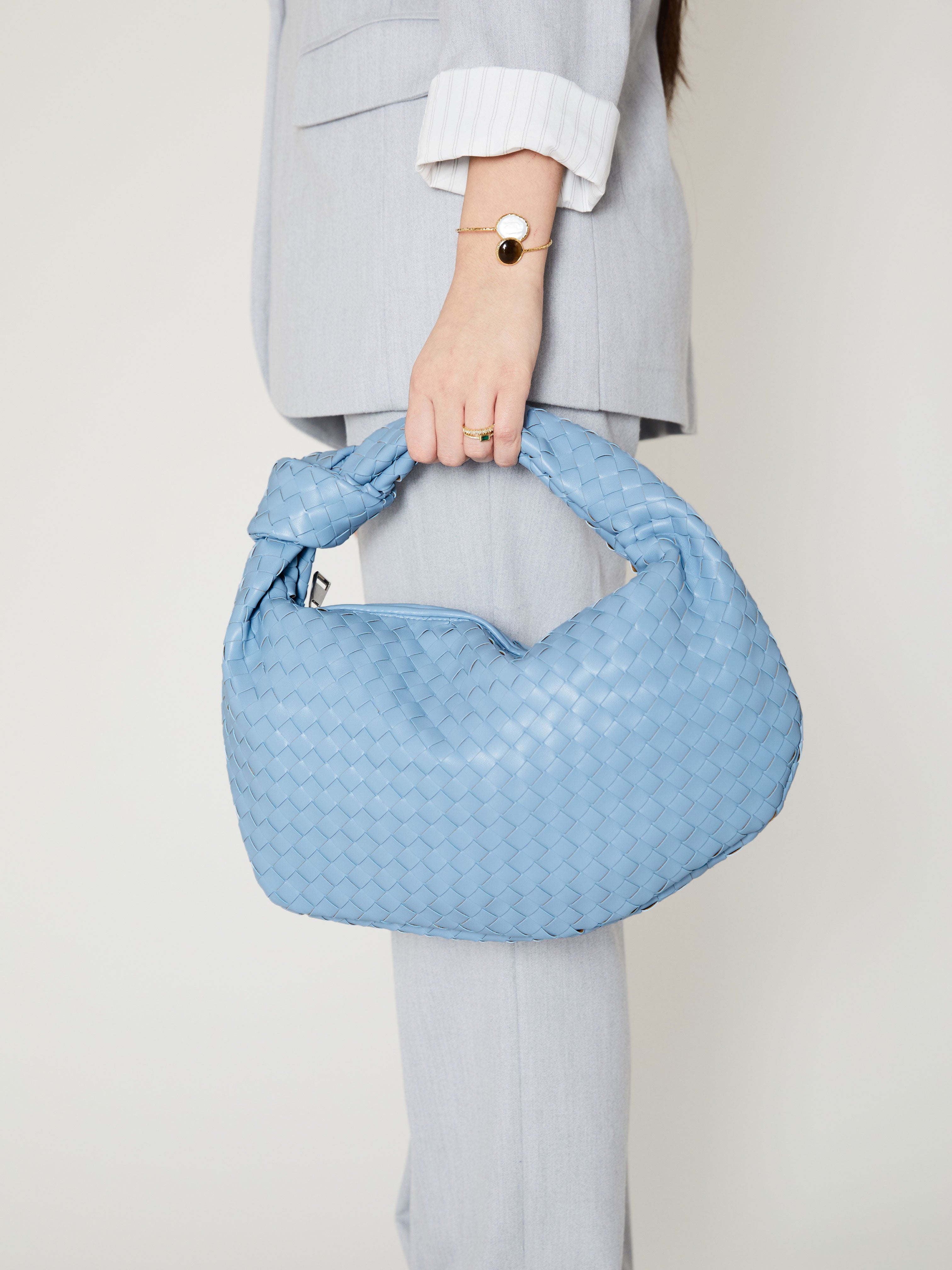 Medium Everyday Leather Bag - Sky Blue
